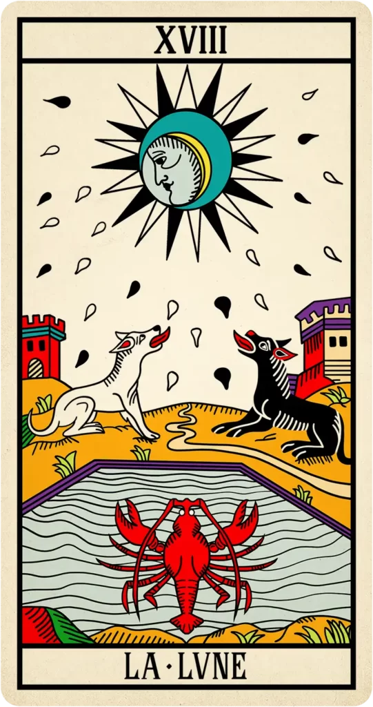 Carte arcane le la lune de l'oracle de Marseille